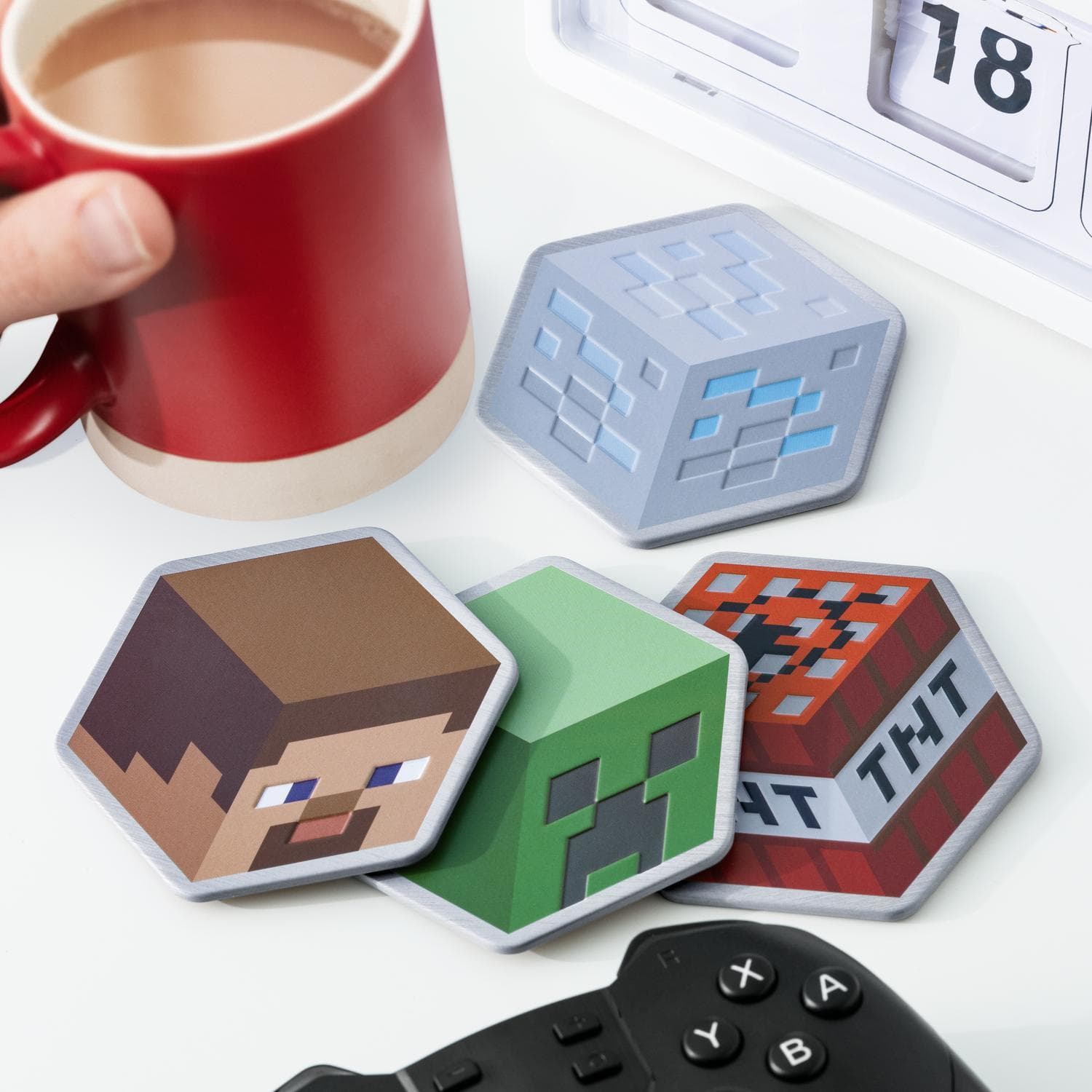 Minecraft Metalen onderzetters (set van 4)