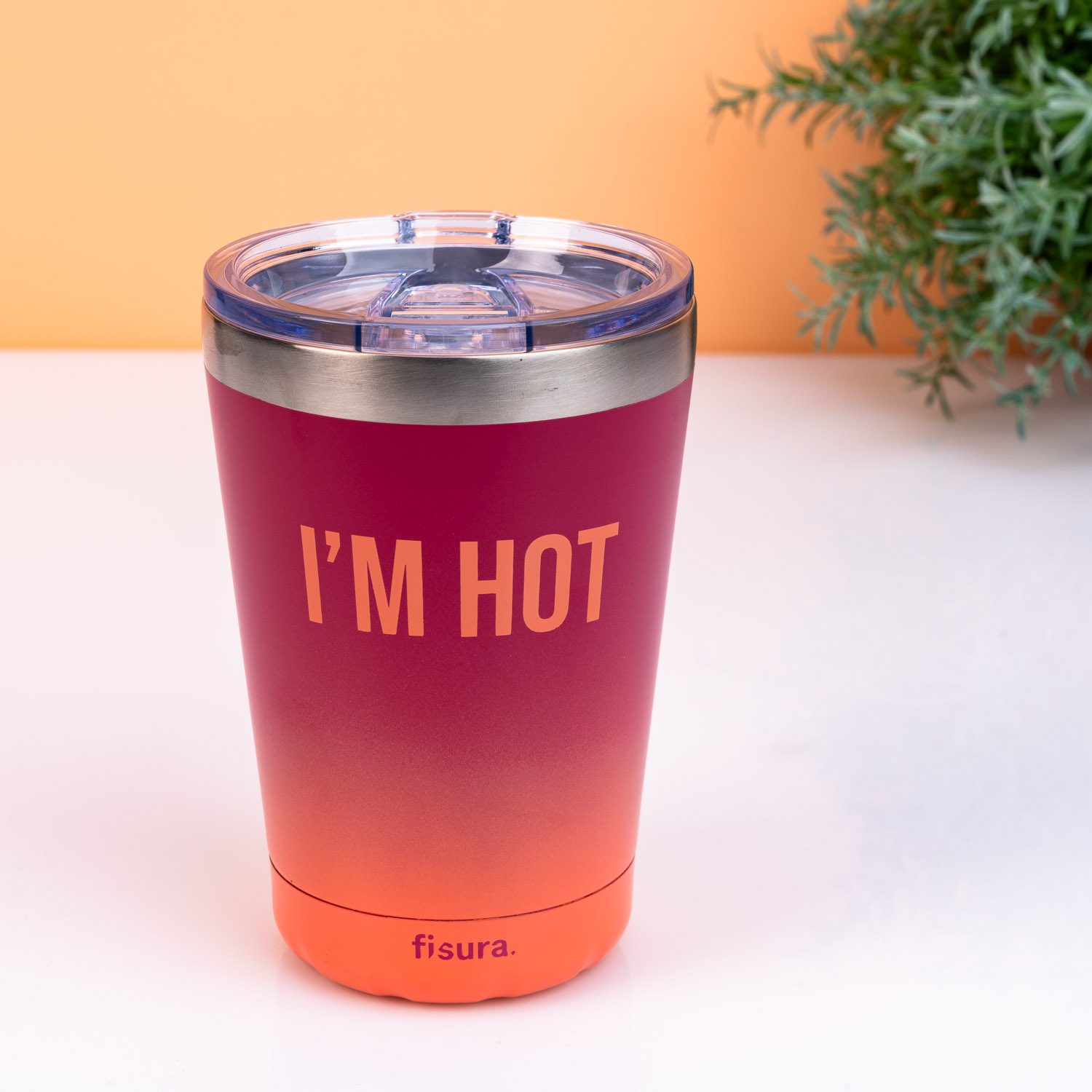 Koffiemok Thermosbeker I'm Hot rood Oranje